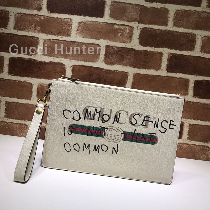 Gucci Coco Capitán Vintage Logo Portfolio Pouch Clutch Bag White 494320